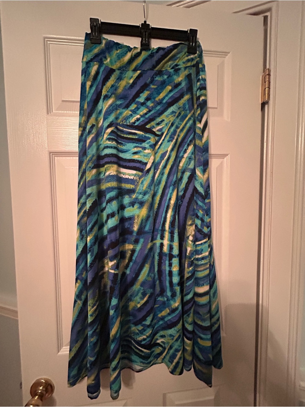 Abstract Blue & Green Maxi Skirt by